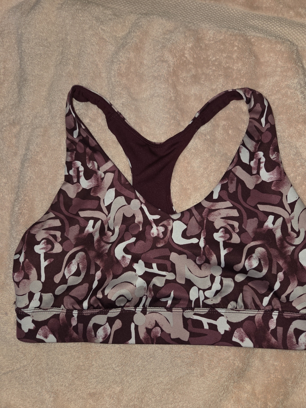 tek gear Maroon Abstract Print Racerback Sports Bra